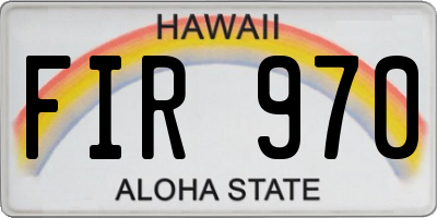 HI license plate FIR970