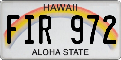 HI license plate FIR972