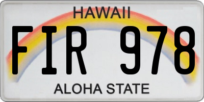 HI license plate FIR978