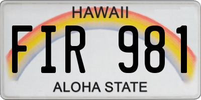 HI license plate FIR981