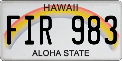 HI license plate FIR983