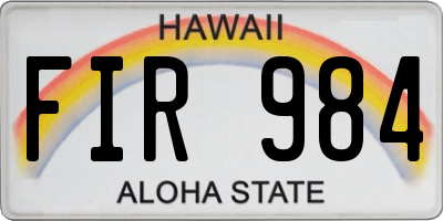 HI license plate FIR984