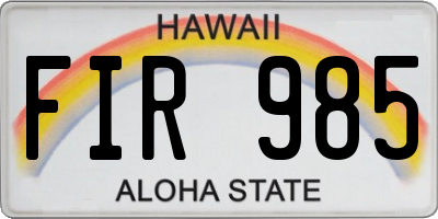 HI license plate FIR985