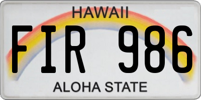 HI license plate FIR986