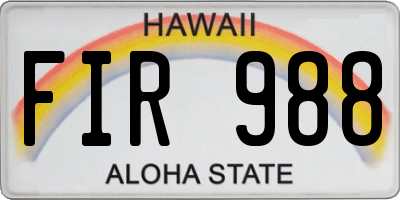 HI license plate FIR988
