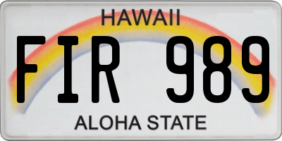HI license plate FIR989