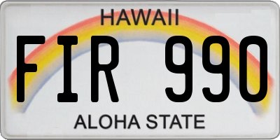 HI license plate FIR990