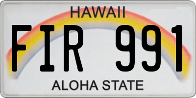 HI license plate FIR991