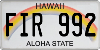HI license plate FIR992