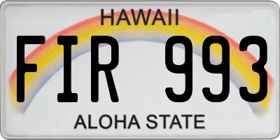 HI license plate FIR993