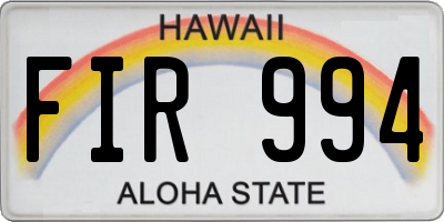 HI license plate FIR994