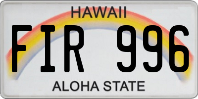 HI license plate FIR996