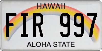 HI license plate FIR997