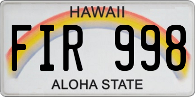 HI license plate FIR998