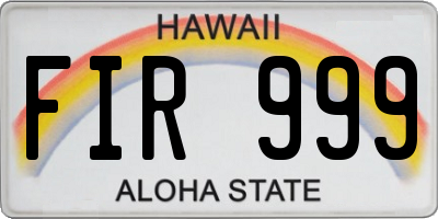 HI license plate FIR999
