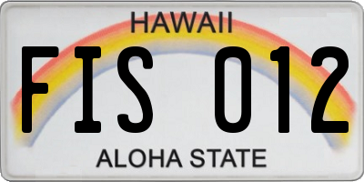 HI license plate FIS012