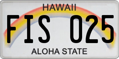 HI license plate FIS025