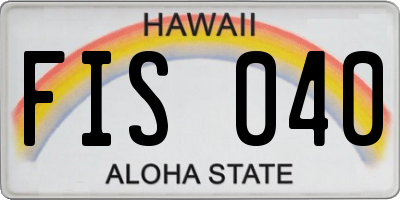 HI license plate FIS040