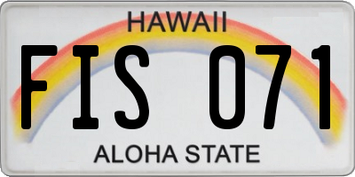 HI license plate FIS071