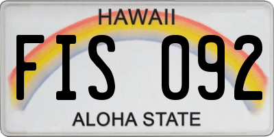 HI license plate FIS092