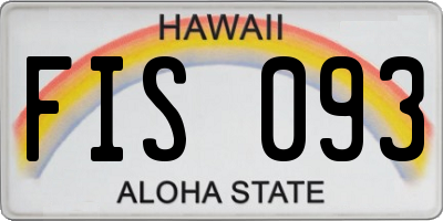 HI license plate FIS093