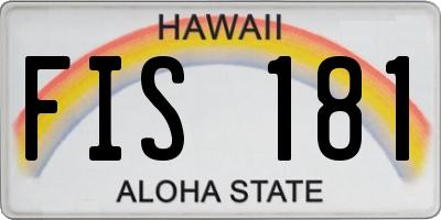 HI license plate FIS181