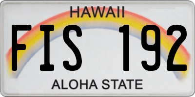 HI license plate FIS192