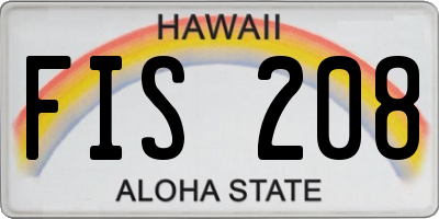 HI license plate FIS208