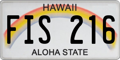 HI license plate FIS216