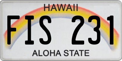 HI license plate FIS231