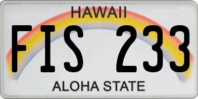 HI license plate FIS233