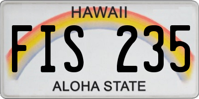 HI license plate FIS235