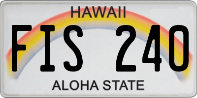 HI license plate FIS240