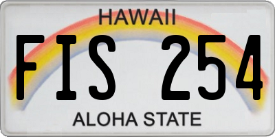HI license plate FIS254