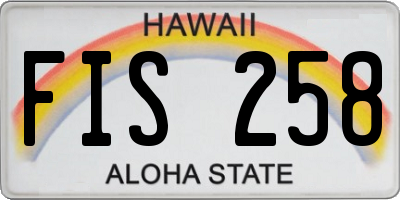 HI license plate FIS258