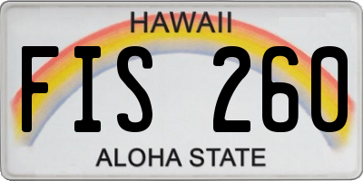 HI license plate FIS260