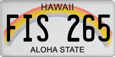 HI license plate FIS265