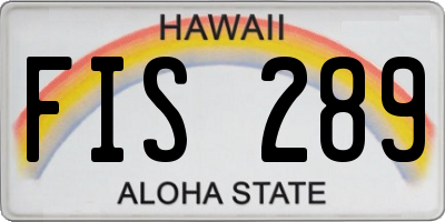 HI license plate FIS289