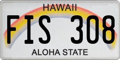 HI license plate FIS308