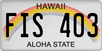 HI license plate FIS403