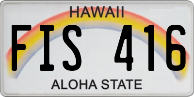 HI license plate FIS416