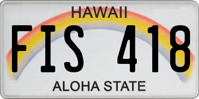 HI license plate FIS418