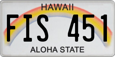 HI license plate FIS451
