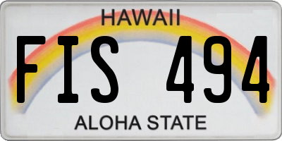 HI license plate FIS494