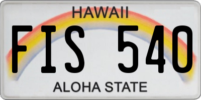 HI license plate FIS540