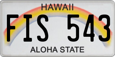 HI license plate FIS543