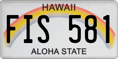 HI license plate FIS581