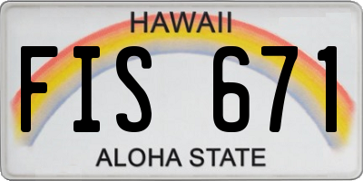 HI license plate FIS671