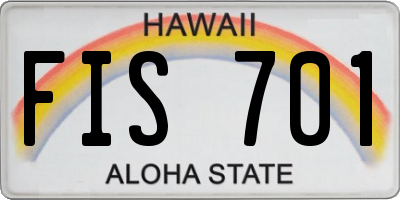 HI license plate FIS701