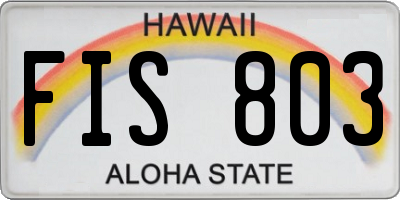 HI license plate FIS803